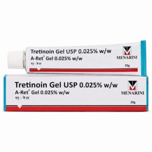 A-Ret 0.025% Gel (Tretinoin Gel) front box with tube