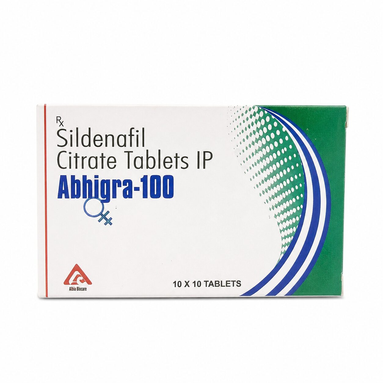 Abhigra 100 mg (Sildenafil Citrate) 1 Abhigra 100 mg (Sildenafil Citrate) front box