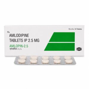 Amlopin 2.5 mg (Amlodipine) front box with strip