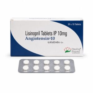 Angiotensin 10 mg (Lisinopril) front box with strip
