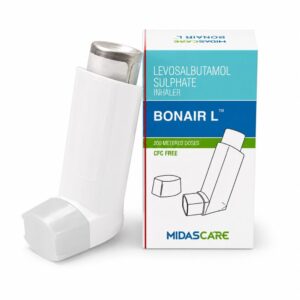 Bonair Inhaler (Salbutamol) front box with inhaler