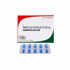 Campicillin 250 mg (Ampicillin) front with strip