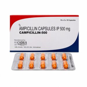Campicillin 500 mg (Ampicillin) front with strip