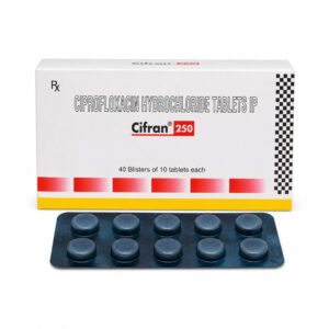 Cifran 250 mg Tablet (Ciprofloxacin) front box with strip