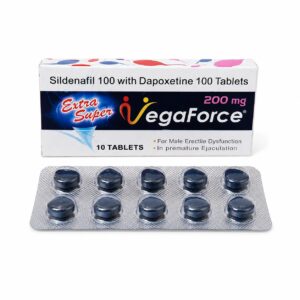 Extra Super Vegaforce 200 mg (Sildenafil /Dapoxetine) front box with strip