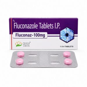 Fluconaz 100 mg (Fluconazole) front box with strip