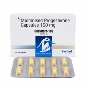 Gestoford 100 mg Soft Gel front box with strip