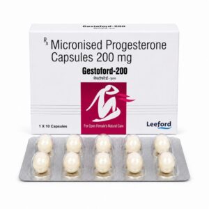 Gestoford 200 mg Soft Gel front box with strip