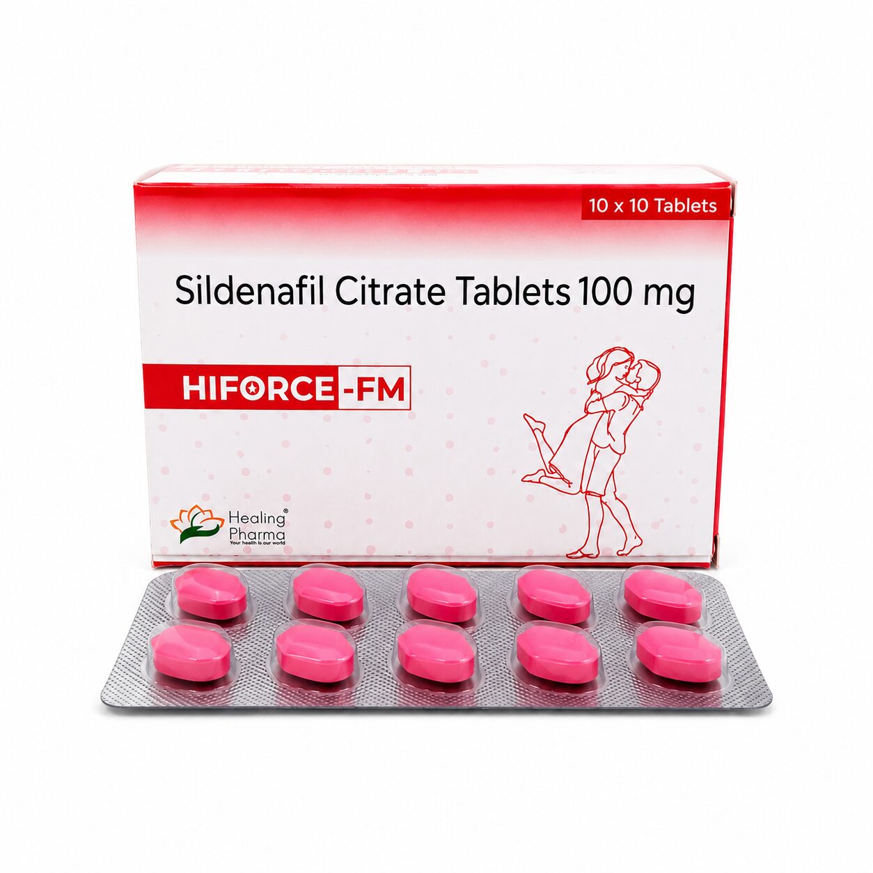 Hiforce FM 100 mg (Sildenafil Citrate) 1 Hiforce FM 100 mg front box with strip