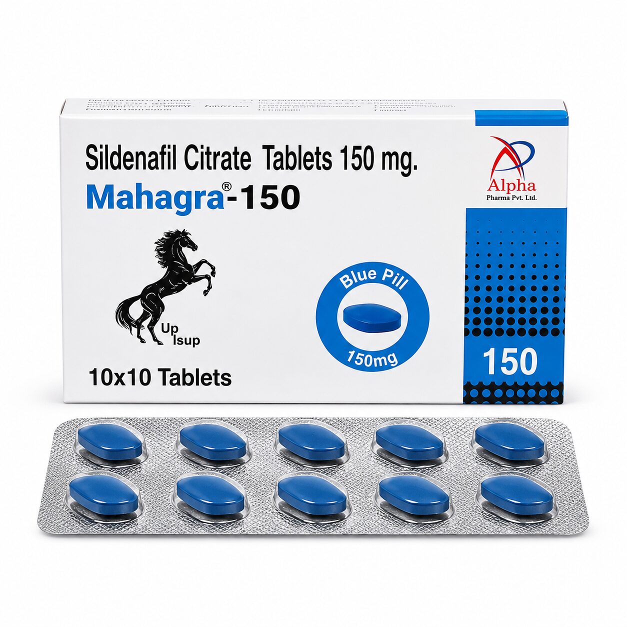 Mahagra 150 mg (Sildenafil) 1 Mahagra 150 mg (Sildenafil) front box with strip