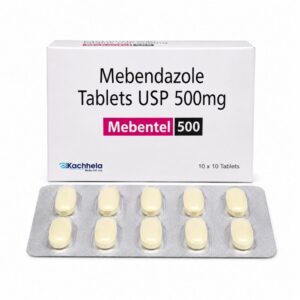 Mebentel 500 mg - Authentic Mebendazole Tablets for Parasitic Infection Treatment.