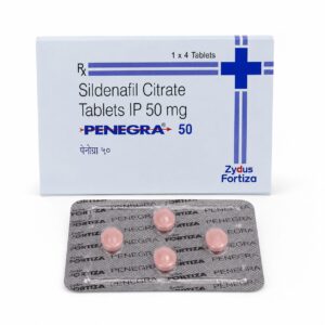 Penegra 50 mg (Sildenafil Citrate) front box with strip