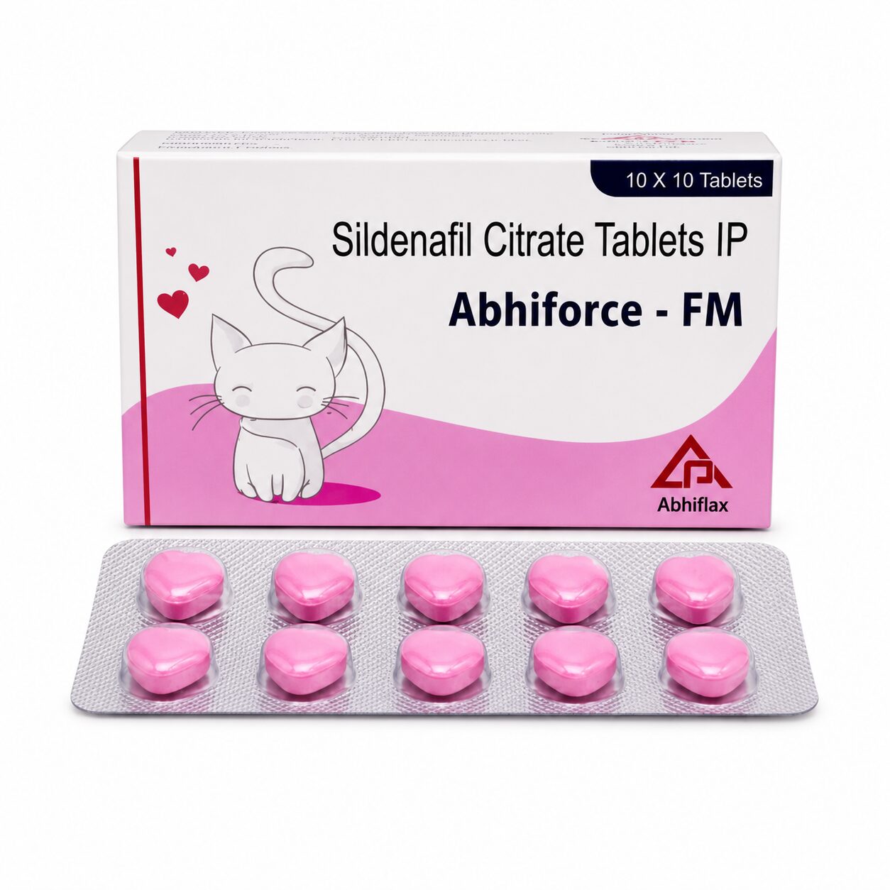 Abhiforce FM 100 mg (Sildenafil Citrate) 1 Abhiforce FM 100 mg front box with strip