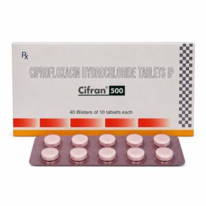 Cifran 500 mg Tablet (Ciprofloxacin) front box with strip