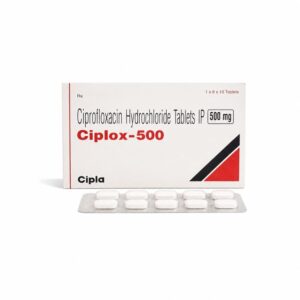 Ciplox 500 mg (Ciprofloxacin) front box with strip