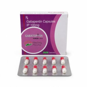 Gabatop 100 mg Capsule (Gabapentin) front box with strip