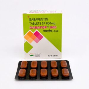 Gabatop 800 mg Tablet (Gabapentin) front box with strip