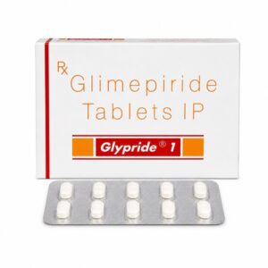 Glypride 1 mg (Glimepiride) front box with strip