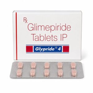 Glypride 4 mg (Glimepiride) front box with strip
