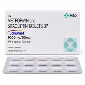Janumet 50/1000 mg (Sitagliptin / Metformin) front box with strip