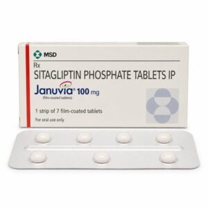Januvia 100 mg (Sitagliptin) front box with strip