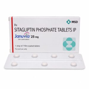 Januvia 25 mg (Sitagliptin) front box with strip