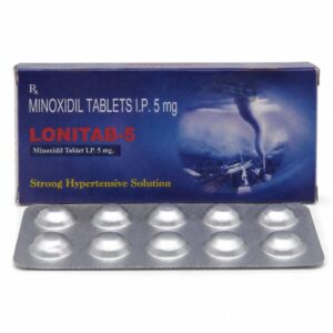 Lonitab-5 (Minoxidil) front box with strip