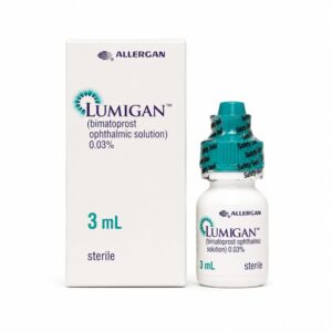 Lumigan Eye Drops 0.03% (3ml) front box with drop