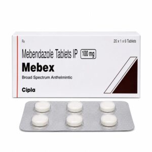 Mebex 100 mg - Authentic Mebendazole Tablets for Intestinal Worm Treatment.