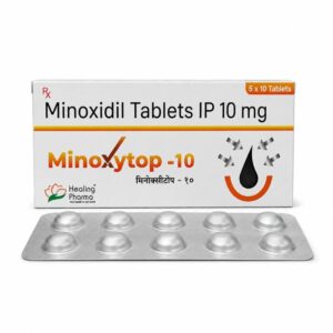 Minoxytop 10 mg (Minoxidil) front box with strip