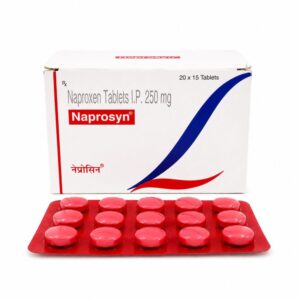 Naprosyn 250 mg (Naproxen) front box with strip
