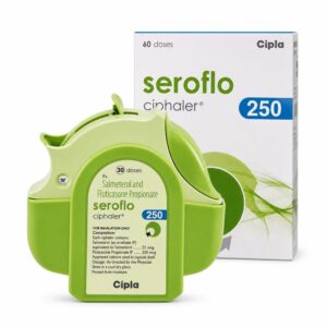 Seroflo 250/50 mcg Multihaler (Fluticasone/Salmeterol) front box with multihaler